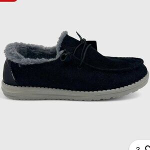 Hey Dude Wendy Black Corduroy Shoe Size 9W/8M